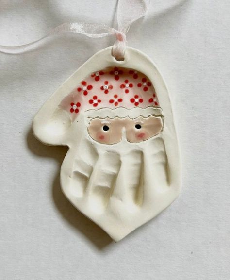 Newborn Christmas Decorations, Baby Print Ornament Diy, Baby Holiday Ornament, Toddler Ornament Craft Hand Prints, Hand Santa Ornament, Holiday Handprints For Kids, Salt Ornaments Hand Prints, Baby Diy Ornaments Gift Ideas, Baby Print Ornament