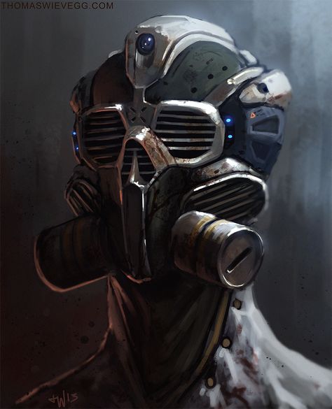 "Surgeon" by thomaswievegg // DeviantART.com Sci-fi Helmet, Gas Mask Art, Cool Masks, Cyberpunk Character, Post Apocalypse, Ghost In The Shell, Cyberpunk Art, Gas Mask, Dieselpunk