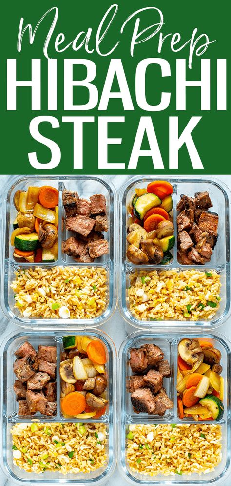 Hibachi Lunch Meal Prep, Flat Top Meal Prep, Meal Prep Hibachi Chicken, Lazy Girl Hibachi Bowls, High Protein Hibachi, Steak Bowls Healthy Meal Prep, Sirloin Steak Meal Prep, Lunch Meal Prep For The Week Steak, High Protein Meal Prep Steak