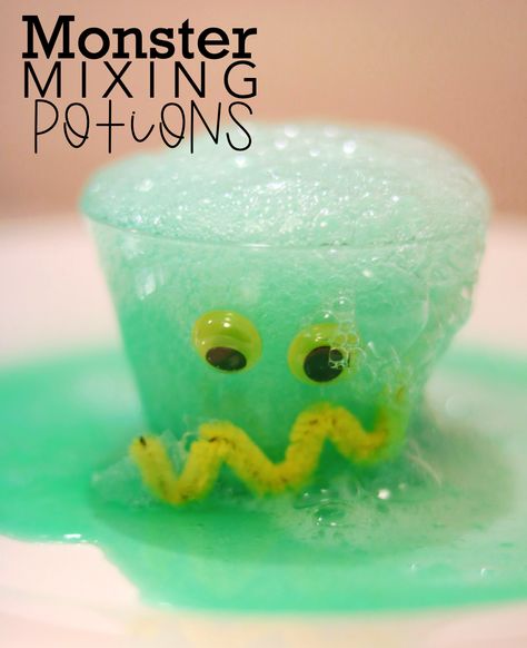 Monster Mixing Potion, Mixing Potions Preschool, Monster Stem Activity, Monster Science Experiment, Monsters Inc Activities For Kids, Monster Activity Preschool, Mad Scientist Preschool Activities, Preschool Monster Theme, Scientist Preschool