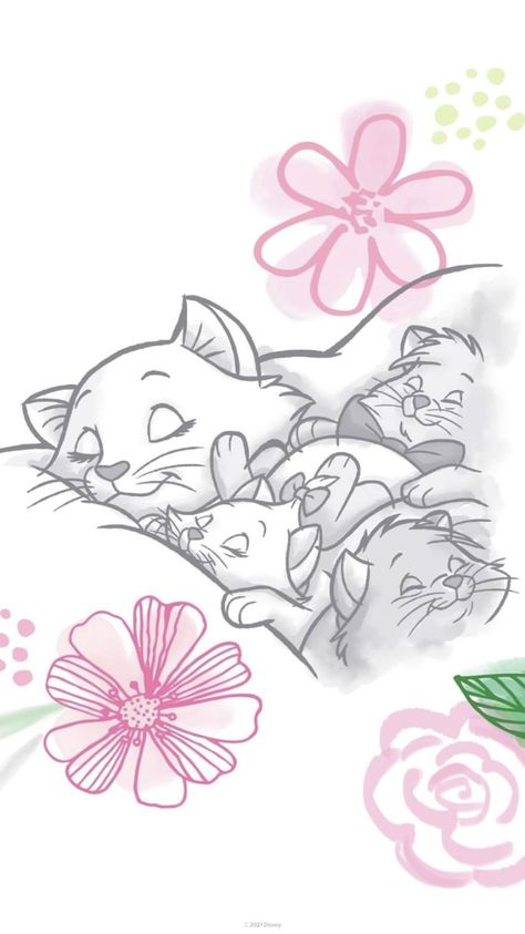 The Aristocats Wallpaper, Aristocats Nursery, Aristocats Drawing, Aristocats Wallpaper, Aristocats Tattoo, Disney Characters Wallpaper, Marie Cat, Disney Cats, The Aristocats