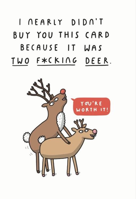 Dirty Christmas Cards, White Christmas Card, Funny Xmas Cards, British Christmas, Inspirational Horse Quotes, You're Worth It, Funny Postcards, Christmas Jokes, Deer Design