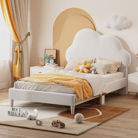 Upholstered Platform Bed with Cloud-Shape Headboard, Twin/Full Size Bed Frame with Support Legs and Slats, No Box-spring Needed Product Features [Elegant Cloud Headboard] The headboard is a unique shape of cloud, and the matching velvet material will… Cloud Headboard, Velvet Platform Bed, Bed Velvet, Platform Bed With Headboard, Shaped Headboard, Bed With Headboard, Velvet Upholstered Bed, Cloud Shape, Black Headboard