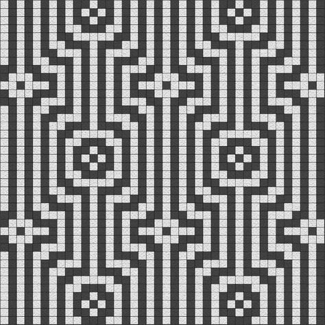 Mosaic Square Patterns, Art Deco Crochet Pattern, Pixel Art Pattern Black And White, Pixel Black And White, Crochet Mosaic Blanket, Mosaic Crochet Patterns Free Charts, Punchcard Patterns, Geometric Knitting, Graph Paper Designs