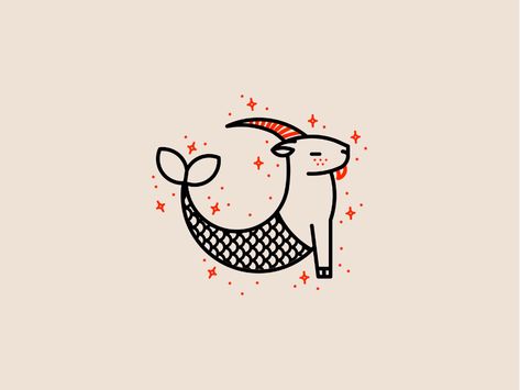 Zodiac - Capricorn by Em for Shepherd on Dribbble Capricorn Doodle Art, Seagoat Tattoo Capricorn, Capricorn Drawing Zodiac, Capricorn Fanart, Zodiac Tattoos Capricorn, Capricorn Cartoon, Capricorn Animal, Capricorn Illustration, Capricorn Logo