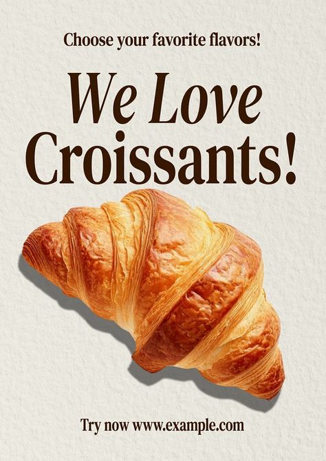 Croissant bakery shop poster template | premium image by rawpixel.com / Pitcha Benrohman Bread Poster Design, Lighting Texture, Croissant Poster, Croissant Bakery, Bakery Poster, Croissant Design, Bakery Paper, Cafe Poster, Croissant Bread