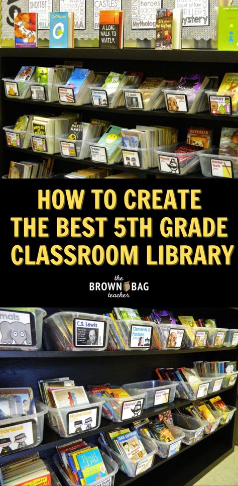 Without hesitation, my library is the most important part of our classroom. In 5th grade, my students never had a designated library time, so many times my classroom library was the only one my 90 5th grade friends would see. Additionally, I want students leaving my classroom knowing that reading is amazing and there is always a book for them! #5thgradeclassroom #classroomlibrary Upper Elementary Classroom Library, 5th Grade Reading Classroom Setup, 4th Grade Classroom Library, 5th Grade Ela Classroom Setup, Ikea Library Ideas, Class Library Ideas, 5th Grade Reading Classroom, Class Library Organization, Classroom Library Rules