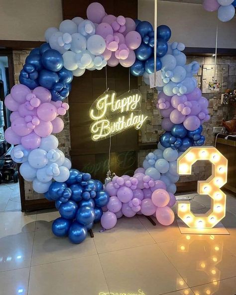 Total 450 Ring with chrome balloons Happy Birthday Neon light 1 Age marquee letter LD 1 cake table Decor and some balloons in hall Call +919560481939 #balloonthemepartycreation Creative Birthday Decoration Ideas, Happy Birthday Neon Light, Airplane Birthday Party Decorations, Sangeet Function, Happy Birthday Neon, Cake Table Decor, 80th Birthday Party Decorations, Chrome Balloons, 25th Wedding Anniversary Party