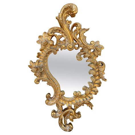 A stunning Rococo Louis XV style wall mirror featuring foliate swags and carved roses France, Late 20th Century Giltwood frame, with mirror glass Measures: 20"W x 4"D x 33"H Very good original vintage condition. French Rococo, Rococo Style, Nyc Apartment, European History, Mirror Glass, Late 20th Century, Mirror Frames, Rococo, Fine China