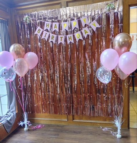 Pink Sweet 16 Photo Wall, Rose Gold Party Backdrop, Sweet 16 Picture Backdrop, Birthday Photo Op Ideas, Sweet 16 Party Photo Booth Ideas, Bday Party Photo Booth Backdrop Ideas, Picture Wall Birthday Party, Sweet 16 Backdrop Ideas Diy Photo Booth, Sweet 16 Photo Booth Ideas