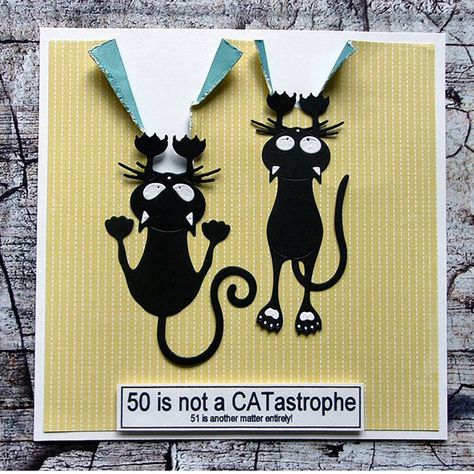 Birthday Cards Cat Theme, Cat Birthday Cards Handmade, Cat Birthday Cards, Cat Cards Handmade, Chat Diy, Anniversaire Diy, Homemade Birthday Cards, Cat Birthday Card, Hand Crafted Cards