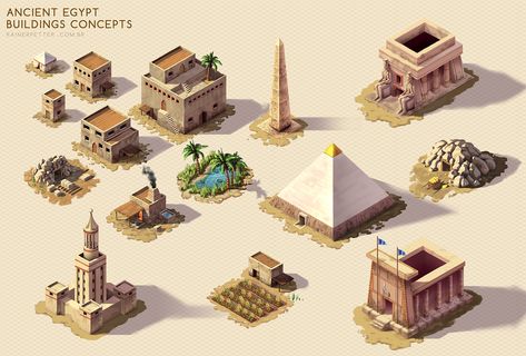 Ancient Egypt- Buildings concepts, Rainer Petter on ArtStation at https://www.artstation.com/artwork/6Bnk0 Desert Buildings Concept Art, Egypt Minecraft, Minecraft Ancient City, Egyptian Buildings, Ancient Egypt Architecture, Claude Ponti, Minecraft Desert, Ancient Egypt Projects, Minecraft Decoration