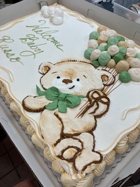 Bearly Wait Desserts, We Can Bearly Wait Sheet Cake, We Can Nearly Wait Baby Shower Cakes, Baby Shower Cake Bear Theme, Bear Cake Baby Shower Boy, Bear Cakes For Baby Showers, Teddy Bear Sheet Cake, We Can Bearly Wait Cake Ideas, Teddy Bear Baby Shower Cake Boys