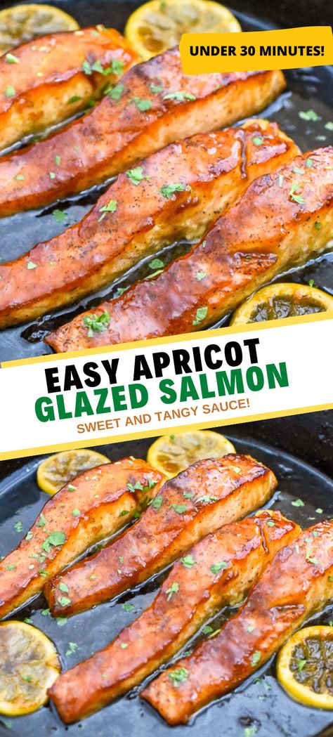 Apricot Dijon Glazed Salmon, Apricot Salad Recipes, Hospitality Meals, Apricot Salmon, Maine Seafood, Apricot Glaze, Oven Salmon, Salmon Glaze Recipes, Sauce For Salmon