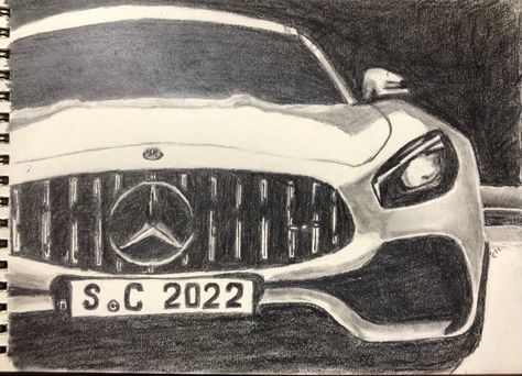 Pencil drawing Mercedes Benz Sketch, Mercedes Drawing, Mercedes Amg Gt R, Pencil Shading, Pencil Sketches, Sketches Simple, Gt R, Realistic Drawings, Cute Cars