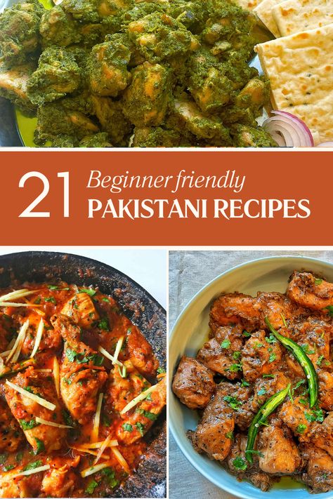 Check out this collection of simple, beginner friendly Pakistani recipes + more authentic, traditional recipes. Favourite beginner-friendly recipes include Chicken Karahi, Courgette Curry, Saag Paneer and more! Pakistani Curry Recipes, Pakistani Vegetarian Recipes, Pakistan Food Recipes, Pakistani Food Traditional, Easy Pakistani Recipes, Pakistani Curry, Pakistani Cooking Recipes, Pakistani Dinner, Keema Curry Recipe