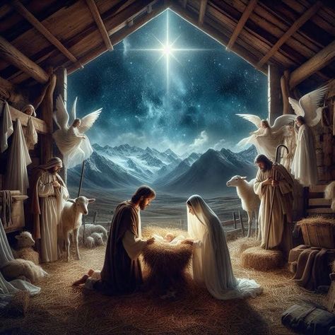 Santa At The Manger, Jesus Birth Images, Jesus Born Christmas Wallpaper, Nativity Wallpaper, Christmas Jesus Wallpaper, Manger Scenes Nativity, Christ Birth, Christmas Nativity Images, Divine Infant Jesus