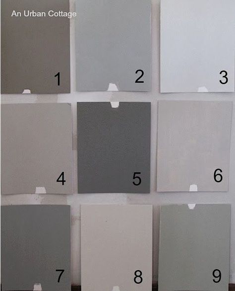 I painted each of the Farrow & Ball colors on a square of card stock. I've never done well painting them on the wall for some reason... Farrow And Ball Front Door Colours, Lamp Room Gray, Hardwick White, Farrow Bal, Elephants Breath, Skimming Stone, Lamp Room, Purbeck Stone, Urban Cottage