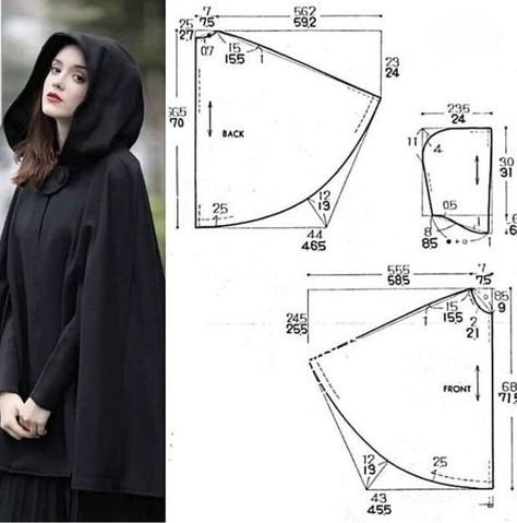 Pola Top, Cloak Pattern, Projek Menjahit, Sewing Tutorials Clothes, Fashion Design Patterns, Blouse Pattern Sewing, Sewing Design, Diy Sewing Clothes, Drafting Patterns