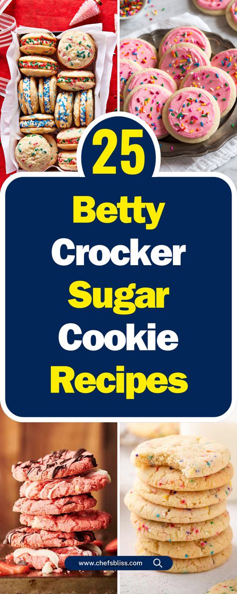 25+ Delicious Betty Crocker Sugar Cookie Recipes for Every Occasion! Betty Crocker Deluxe Sugar Cookie Recipe, Betty Crocker Recipes Desserts, Betty Crocker Snickerdoodle Cookie Mix Recipes, Sugar Cookie Mix Add Ins, Betty Crocker Sugar Cookie Mix Ideas, Sugar Cookie Mix Ideas, Sugar Cookie Bars From Mix Betty Crocker, Betty Crocker Sugar Cookie Mix Hacks, Betty Crocker Cookie Mix Hacks