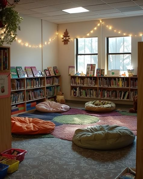 Cozy Classroom Library, Cozy Classroom Ideas High School, Library Furniture School, Teacher Vision Board, Reading Nook Classroom, Designing A Living Room, Nature Classroom, Cozy Classroom, Wall Dividers