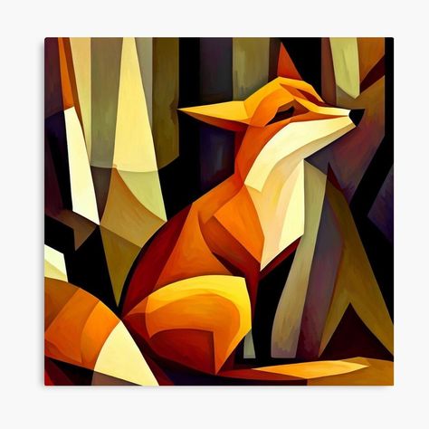 Geometric Transformations, Fox In The Forest, Geometric Fox, Fox Painting, Cubism Art, Classic Fairy Tales, Fox Art, Wildlife Art, Cubism