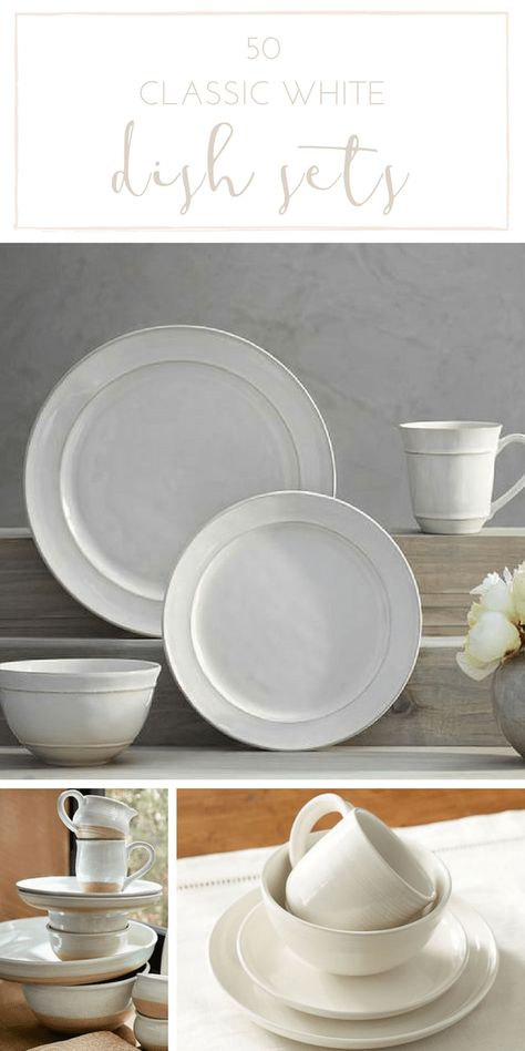 Is there anything more timeless than a lovely white dinnerware set? Don't miss these 50 gorgeous options, all with that classic, farmhouse style. White Dinnerware Sets, Farmhouse Dinnerware Sets, Farmhouse Dinnerware, White Dinnerware Set, White Dish, Classic Farmhouse, White Dinnerware, Everyday Dishes, Classic Table