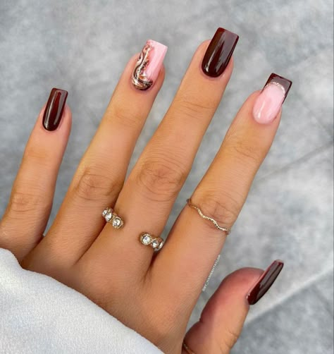 Thanksgiving Nail Designs, Square Nail Designs, October Nails, Blush Nails, Fall Acrylic Nails, Burgundy Nails, Thanksgiving Nails, Brown Nails, Autumn Nails