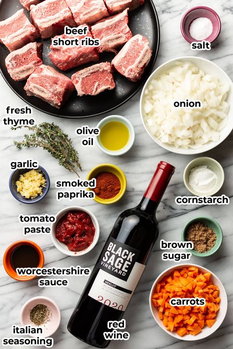 Crockpot Red Wine Braised Short Ribs Red Wine Braised Short Ribs, Wine Braised Short Ribs, Postpartum Meal, Lamb Casserole, Braised Short Ribs Recipe, Tender Ribs, Cold Weather Comfort Food, Beef Short Rib Recipes, Christmas Meals