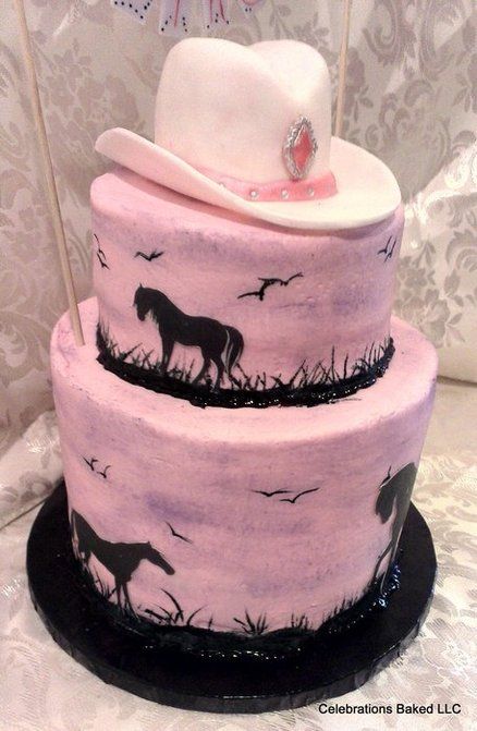 horse cake/hand painting Silhouette Cakes, Country Cakes, Cowgirl Birthday Cakes, Horse Cakes, Cowboy Cake, Horse Birthday Cake, Cowgirl Cakes, Silhouette Cake, Horse Cake