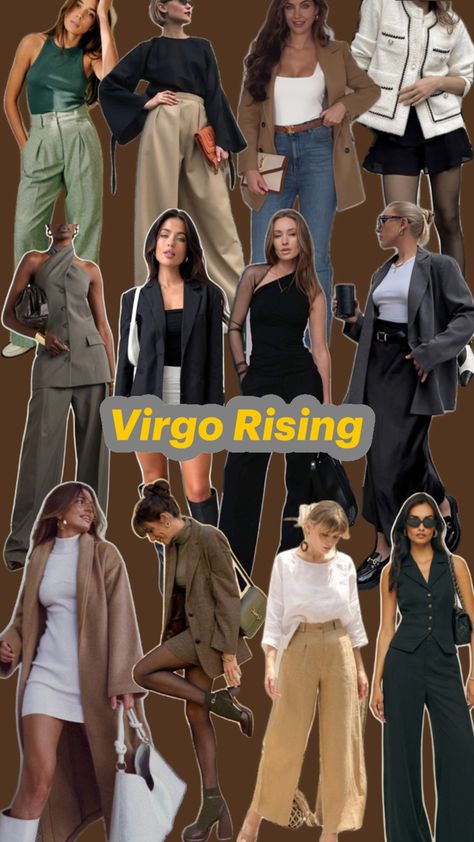 Virgo Outfits Zodiac Signs, Venus Sign Virgo Style, Dressing Like Your Venus Sign Aries, Virgo Rising Style Aesthetic, Rising Virgo Aesthetic, Virgo Venus Aesthetic Style, Virgo Fashion Style, Virgo Style Aesthetic, Virgo Wardrobe