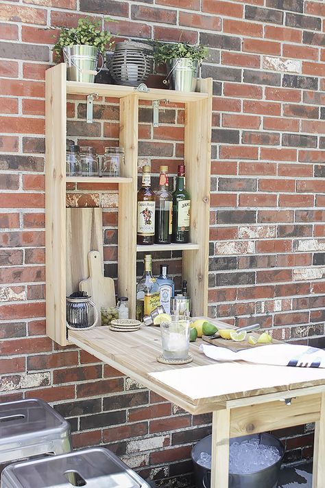 How to Build a Murphy Bar | Hunker Murphy Bar, Wooden Bar Cabinet, Diy Outdoor Bar, Bar Exterior, Pergola Ideas, Indoor Bar, Rustic Bar, Easy Build, Built In Grill