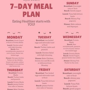 Weekly Meal Plan - Etsy Meal Prep Diet Plan, Diet Meal Plan Weight Loose, Small Meals 5 Times A Day, Zepbound Meal Plan, Healthy Meal Plans For The Week, 1000 Calorie Meal Plan, 1200 Calorie Diet Meal Plans, Cleaning Calendar, Monthly Workout Plan