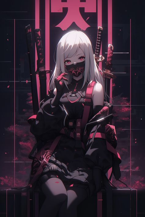 Anime Assassin Female, Assasin Anime, Ninja Girl Art, Samurai Artwork, Cyberpunk Anime, Dark Anime Guys, Anime Pixel Art, Samurai Art, Anime Warrior