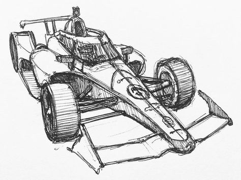 Stapling Drawing Art, Car Drawing Sketches Step By Step, F1 Race Car Drawing, Racing Car Sketch, Formula 1 Sketch Drawing, Formula One Sketch, Race Cars Drawing, How To Draw F1 Cars, Drawing F1 Car