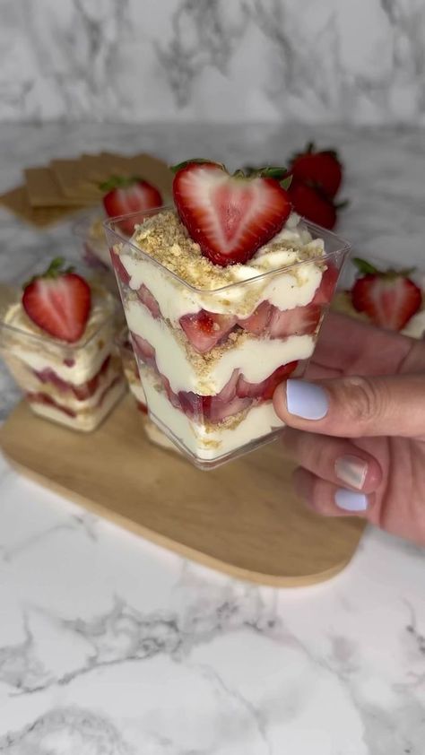 Strawberry Cheesecake Cups ft. Temu Lighting Deals - Save up to 90% off with code: pick6968 (click the link in my bio) https://temu.to/k/ussr6FupGAX4SdA — #temu #temufinds #temueverywhere #strawberry #strawberrycheesecake #cheesecake #temupartner | Dipped Tampa | Dipped Tampa · Original audio Strawberry Cup Desserts, Strawberry Desserts Cheesecake, Strawberry Cups Dessert, Strawberry Cake In A Cup, Strawberry Cheesecake Dessert Cups, Strawberry Cake Cups, Strawberry Brunch Ideas, Strawberry Shortcake Dessert Ideas, Dessert To Sell Ideas