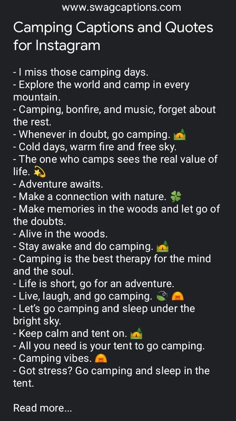 Reading Book Ig Caption, Instagram Captions Camping, Camping Ig Captions, Camp Instagram Captions, Woods Captions Instagram, Captions For Bike Pics, Camping Captions For Instagram, Camping Instagram Captions, Country Captions