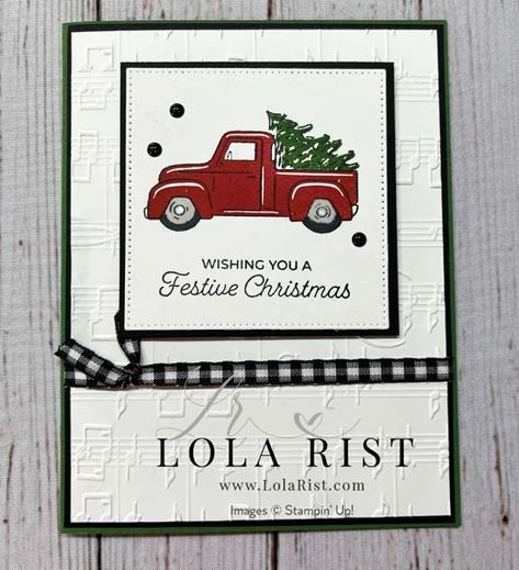 Trucking Along Cards, Sketched Plaid Stampin Up Cards, Stampin Up Trucking Along Bundle 2023, Stampin Up Sketched Plaid, Su Trucking Along Cards, Trucking Along, Stampin Up Trucking Along, Trucking Along Stampin Up Cards, Red Truck Christmas Cards