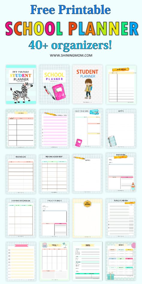 Organisation, Free School Planner, School Planner Printables, Study Planner Free, Free School Printables, Study Planner Printable Free, School Planner Template, Project Planner Template, Assignment Planner