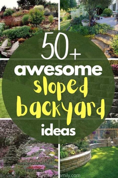 Sloped Backyard Landscaping Ideas, Sloped Backyard Ideas, Hillside Landscaping Ideas, Steep Backyard, Sloped Front Yard, Sloped Backyard Landscaping, Landscaping A Slope, Terraced Landscaping, Landscaping On A Hill