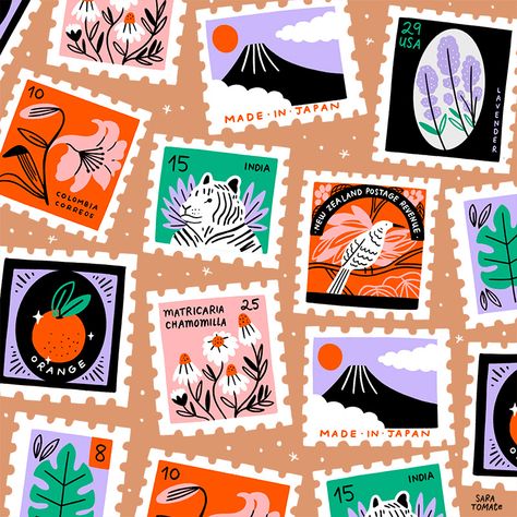 Stamp Drawing, Postage Stamp Design, Illustration Procreate, Letter Stamps, Stamp Collection, Vintage Postage, Post Stamp, Stamp Design, Graphic Design Posters