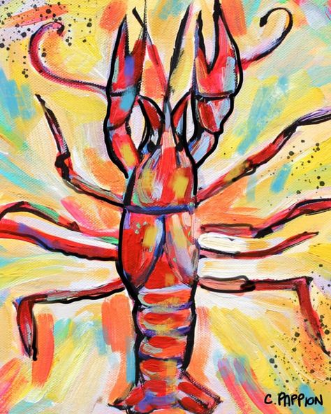 New Orleans Artwork, Crawfish Painting, Crawfish Art, Southern Paintings, Louisiana Painting, Louisiana Artwork, Louisiana Photography, Seafood Art, Crawfish Party