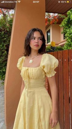 #outfitsociety #outfitshare #outfitstyle #outfitselfie #outfitshot #outfitsideas #outfitshooting Girls Yellow Dress, Sun Jewelry, Bag Inspiration, Summer Girl, Dress Aesthetic, Easy Trendy Outfits, Easter Outfit, Modest Fashion Outfits, Classy Dress