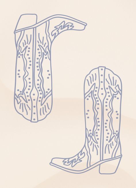 Coastal Cowboy Boots Aesthetic Print Coastal Cowgirl Poster Print, Blue Cowboy Boots Print, Aesthetic Graphics Design, Cowboy Boot Background, Western Pattern Design, Cowboy Boot Sketch, Cowboy Boot Sticker, Cowboy Boot Design, Watercolor Cowboy Boots