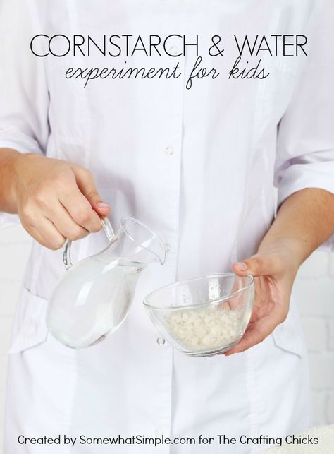 Cornstarch and Water Experiment for Kids Cornstarch And Water Experiment, Water Experiments For Kids, Cornstarch And Water, Water Science Experiments, Water Experiments, Experiment For Kids, Kids Party Crafts, Kid Experiments, Easy Science Experiments