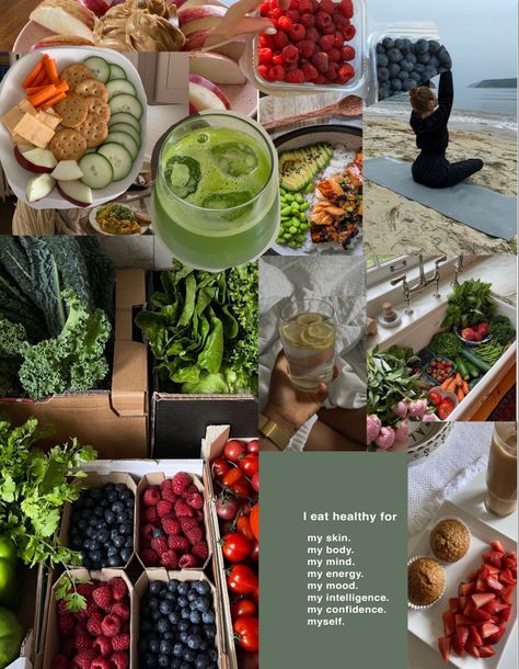 #healthy #eat #inspiration #collage Aesthetic Vision Board Pictures Cooking, Healthy Cooking Vision Board, Healthy Eats Vision Board, Vision Board Ideas Healthy Eating, Eat Healthy Vision Board Pictures, Health Food Vision Board, Fruit Vision Board, No Sugar Vision Board, Healthy Eating Collage