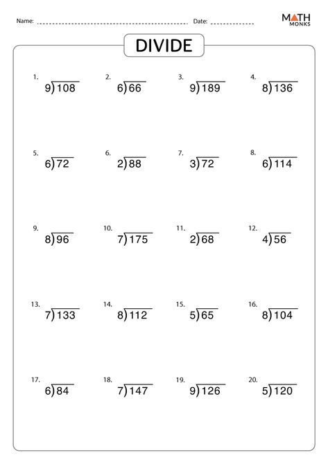 3rd Grade Division Worksheets - Math Monks Math Class 3 Worksheet, Division Activity 3rd Grade, 3rd Grade Math Worksheets Division, Class 3rd Math Worksheet, 3rd Math Worksheets, 3rd Class Maths Worksheet, Division Worksheets For Grade 2, Maths Worksheets Grade 2, Division Grade 3