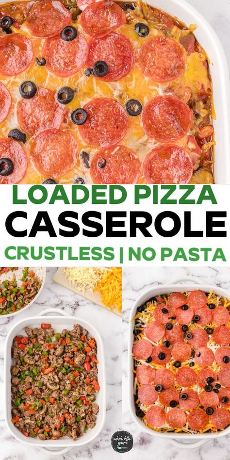 Crustless Pizza Casserole (Without Pasta) Casserole Without Pasta, Easy Low Carb Pizza, Veggies Sauce, Low Carb Pizza Casserole, Keto Pizza Casserole, Pizza Casserole Recipe, Crustless Pizza, Supreme Pizza, Low Carb Veggies