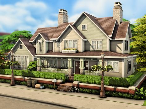 Sims 4 Family House Exterior, Suburban California House, British Suburban House, Suburban Home Sims 4, The Sims 4 Suburban House, Family Suburban House Exterior, 1 Story Suburban House, Family Apartment Sims 4, Sims 4 Housewife