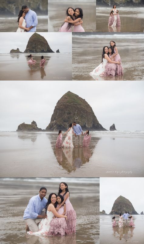 cannon beach family photos Pnw Family Photos, Cannon Beach Family Photos, Oregon Coast Family Photos, Canon Beach Oregon, Beach Photoshoot Family, Monterey Beach, Canon Beach, Family Beach Session, Haystack Rock